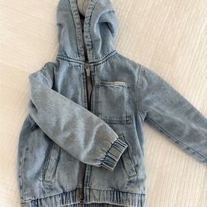 Zara Light Blue Denim Jacket with Hood